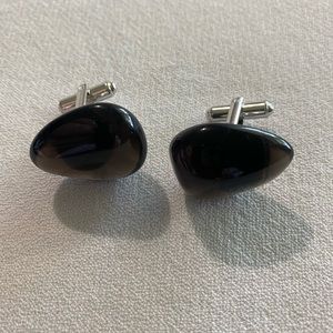 Smoky glass cuff links, vintage